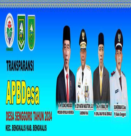 PPENGUMUMAN TRANSPARANSI APBDesa DESA SENGGORO TAHUN 2024
DESA SENGGORO KEC. BENGKALIS KAB. BENGKALIS